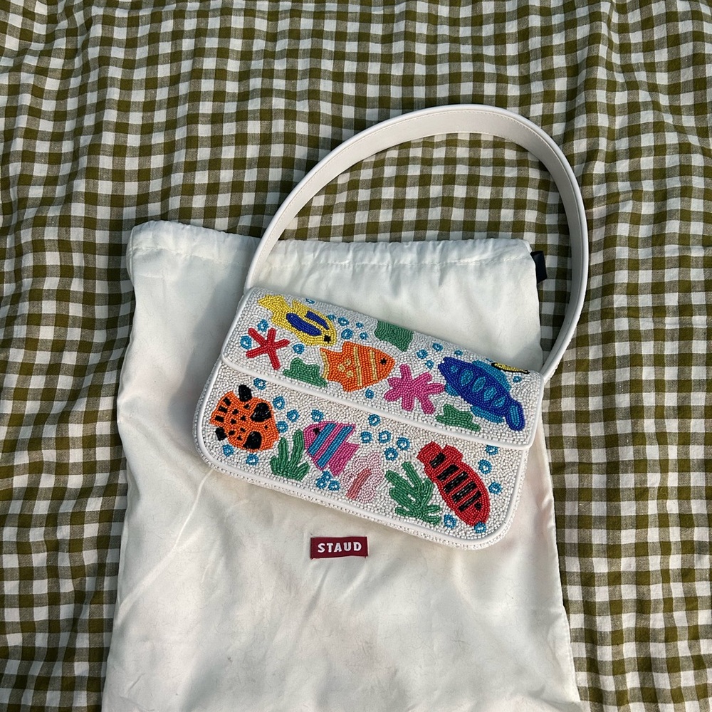 STAUD Tommy Beaded Shoulder Bag